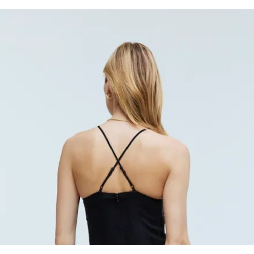 Madewell Dress Women 2 Black Crisscross Midi Slip 90s Classic Summer NWT - Picture 2 of 8